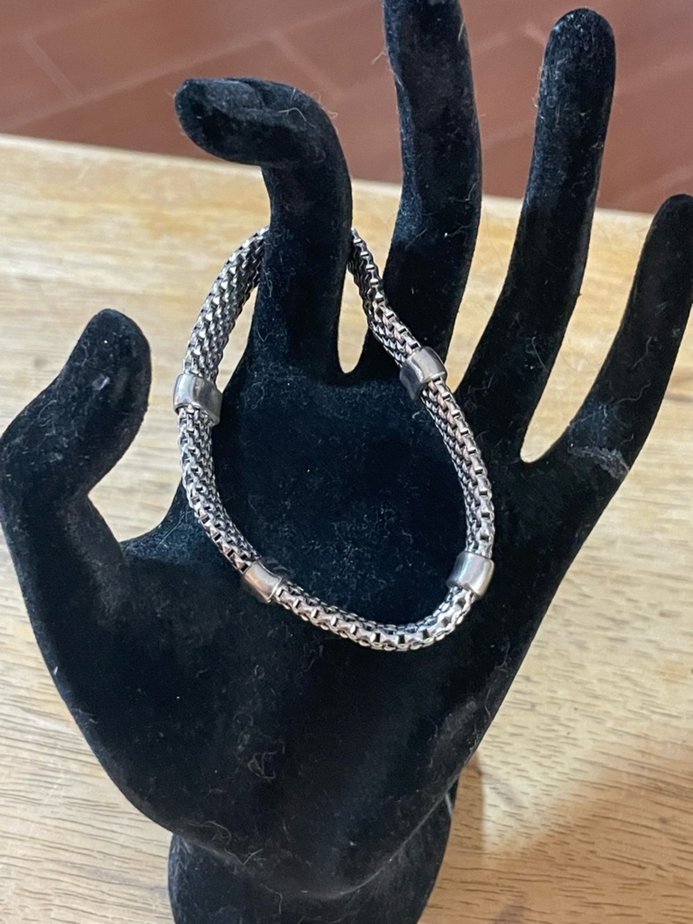 Dyadema Italy Sterling Silver stretch bracelet five station chain mesh 6.25 inch - Picture 10 of 15
